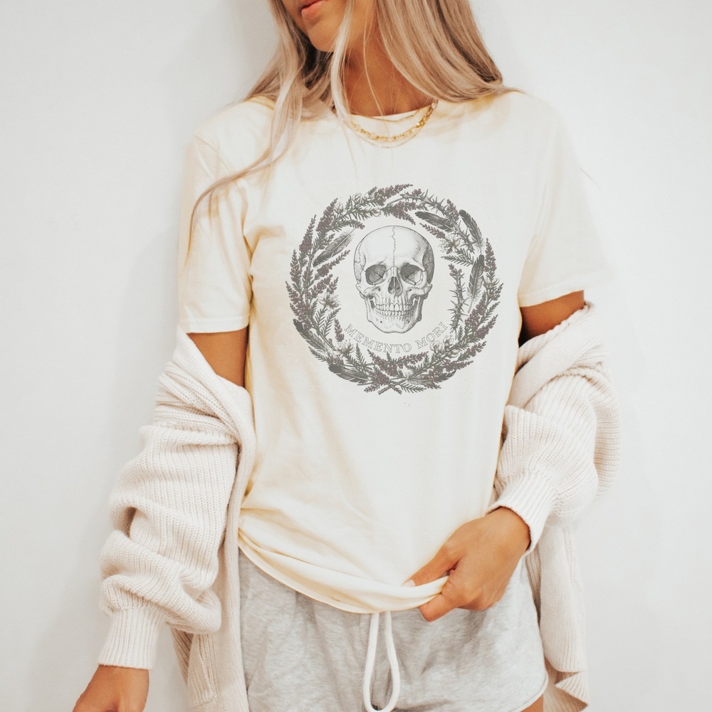 Ornate Skull Woodcut Style Shirt